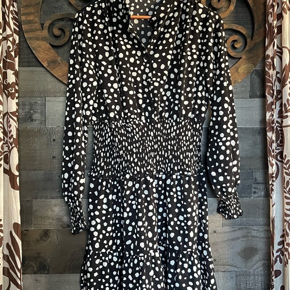 Polka Dot Dress L Boho Whimsy Goth Party Going Out Mini Classy Elegance - Picture 4 of 16